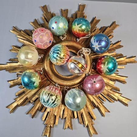 12er Set Vintage Christbaumkugeln, 1950er – mundgeblasen
