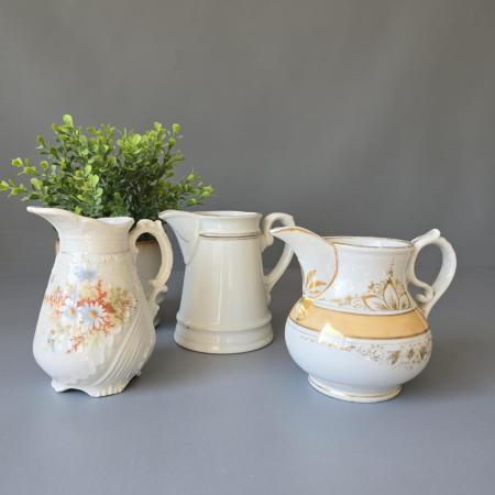 Preview: 3 antike Milchkännchen - Tolle Landhaus shabby Deko oder für den vintage Garten