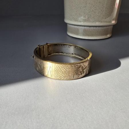 Preview: Versilberter Armreif mit Jugenstil Dekor