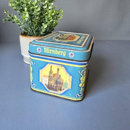 Haeberlein Metzger Lebkuchen-Blechdose, 1940er, blau