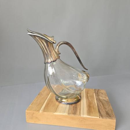 Wein-Ente Dekanter, Kristallglas mit Silbermontur, 1980er