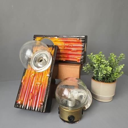 Paar Sische Fat Lava Keramik Wandlampen, space Age