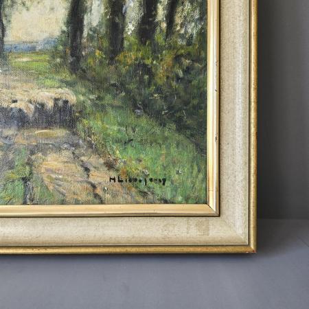 Preview: Gemälde Helmuth Liesegang - Öl auf Leinwand - Schafherde