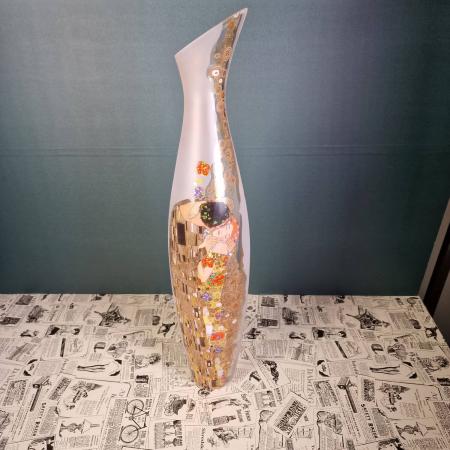 Große Goebel Vase aus Glas mit Klimt Motiv - 60cm - Der Kuss