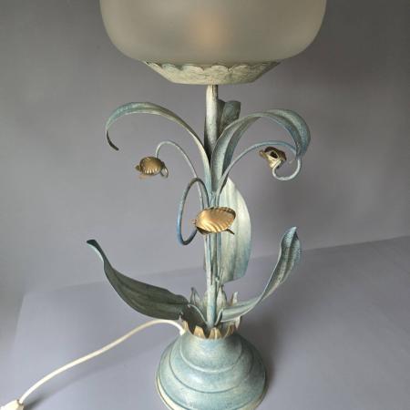 Große Florentiner Tischlampe mit Glasschirm
