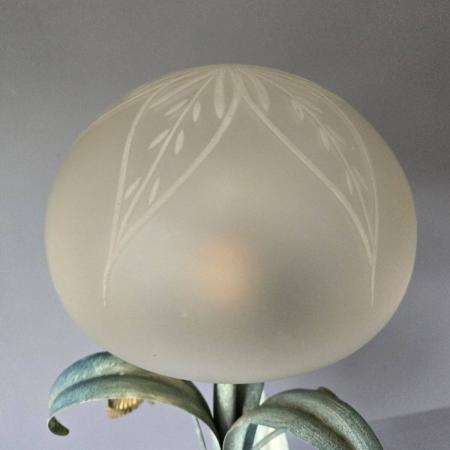 Große Florentiner Tischlampe mit Glasschirm