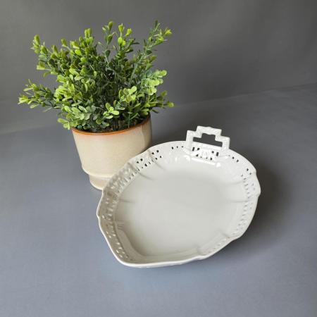 KPM BERLIN Kurland Blattschale weiß 20,6 cm - Schale Durchbruchschale
