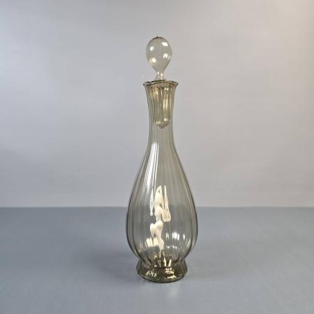 Lauscha Likörkaraffe Bimini Rauchglas, Art Deco