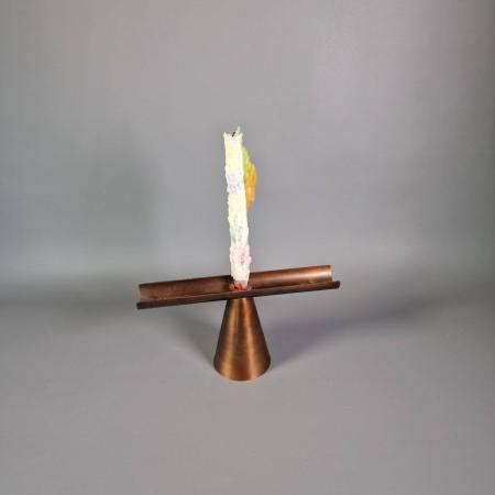 Handgefertigter Kerzenleuchter aus Kupfer- 3 flammiger Kerzenhalter 60er Jahre