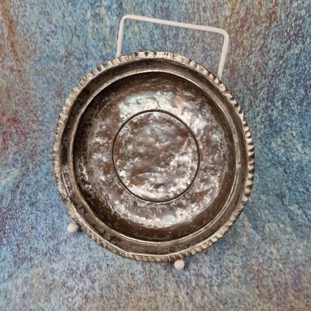 Orientalische runde vintage Schale - handgedengelt - Kupfer mit Silber