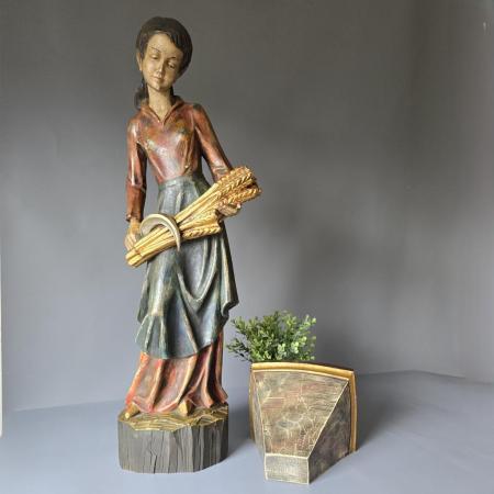 Holzschnitzerei Figur - Südtirol - Hlg. Nothburga mit Sockel - 85cm