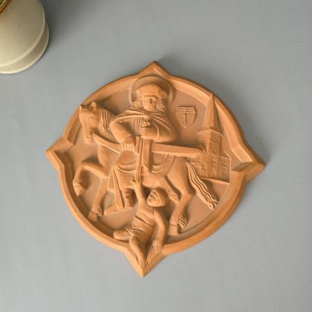 Wandplakette, Ziertafel aus Terrakotta - Patronale St. Martin, Linz a. Rhein 1936