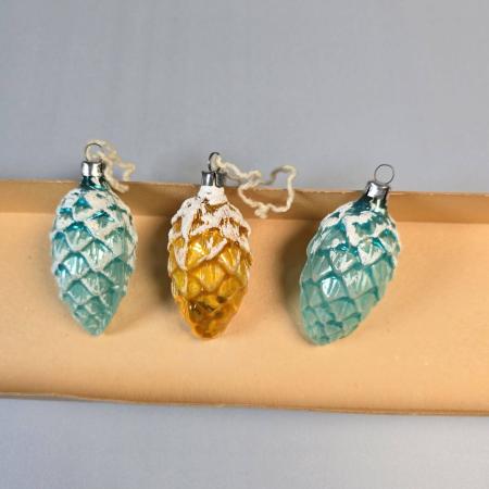 Vintage Tannenzapfen Christbaumschmuck aus Glas 1950er Jahre