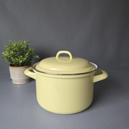 Großer Kochtopf aus den 1950er Jahren, gelb