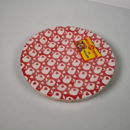 Einwegteller aus den 1970ern - Rote Pappteller mit beliebtem Apfel Motiv