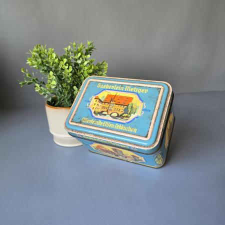 Haeberlein Metzger Lebkuchen-Blechdose, 1940er, blau