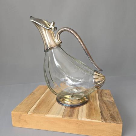 Wein-Ente Dekanter, Kristallglas mit Silbermontur, 1980er