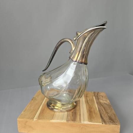 Wein-Ente Dekanter, Kristallglas mit Silbermontur, 1980er