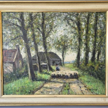 Gemälde Helmuth Liesegang - Öl auf Leinwand - Schafherde