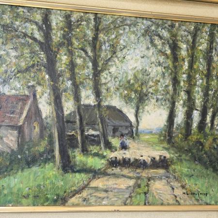 Gemälde Helmuth Liesegang - Öl auf Leinwand - Schafherde