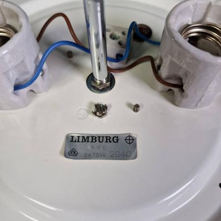 Große Deckenleuchte Glashütte Limburg - Plissiertes Opalglas mit Messing - 40cm Durchmesser