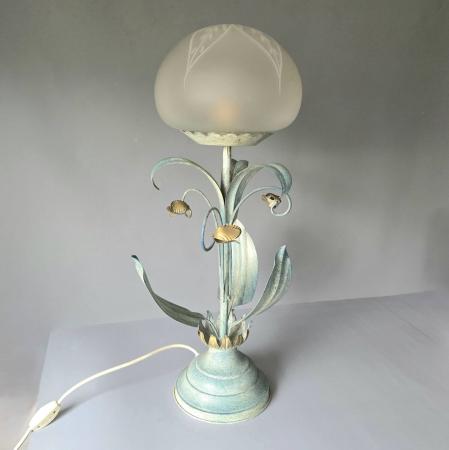 Große Florentiner Tischlampe mit Glasschirm