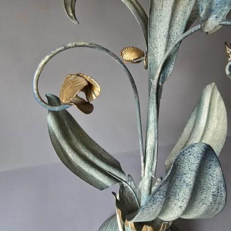 Große Florentiner Tischlampe mit Glasschirm