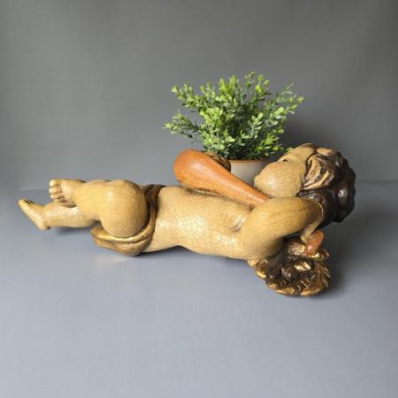 Putte - Engel mit Mandoline- Schnitzerei - 40cm