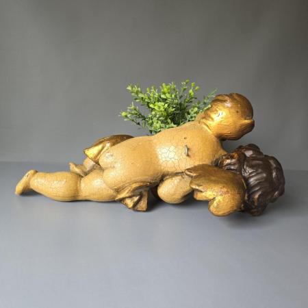 Putte - Engel mit Mandoline- Schnitzerei - 40cm