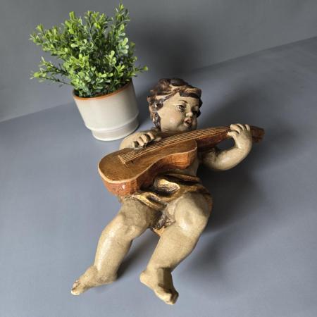 Barock Engel geschnitzt - mit Gitarre - 30cm