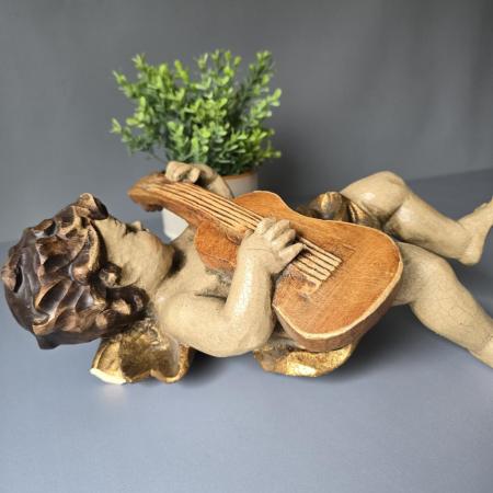 Barock Engel geschnitzt - mit Gitarre - 30cm