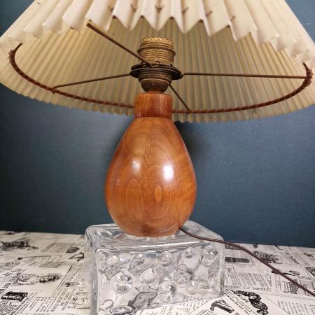 Vintage Tischlampe - 50s - 60s - Tischleuchte Holz - Plissee