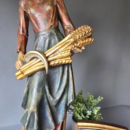 Holzschnitzerei Figur - Südtirol - Hlg. Nothburga mit Sockel - 85cm