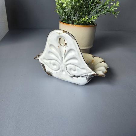 Emaille Seifenablage um 1900, shabby, für die Wand