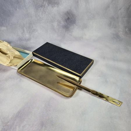 Messing Brieföffner mit Stiftablage VEB Baumschmuck Klingenthal