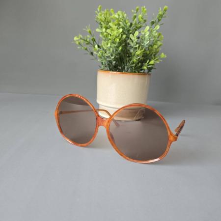 Vintage XXL Sonnenbrille – Oversized 70er, hellbraun-orange