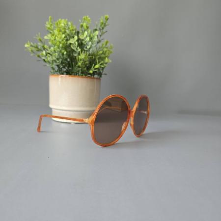 Vintage XXL Sonnenbrille – Oversized 70er, hellbraun-orange