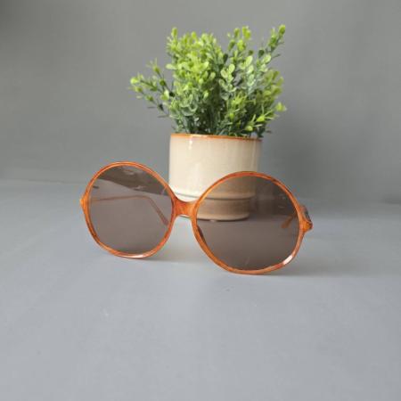 Vintage XXL Sonnenbrille – Oversized 70er, hellbraun-orange
