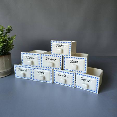 Wächtersbach Gewürz Schütten Set, 8 Stück, blau-weiß