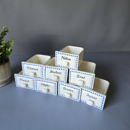 Wächtersbach Gewürz Schütten Set, 8 Stück, blau-weiß