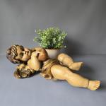 Putte - Engel mit Mandoline- Schnitzerei - 40cm